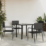 vidaXL 3-delige Tuinset poly rattan en staal zwart