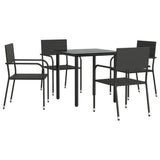 vidaXL 3-delige Tuinset poly rattan en staal zwart