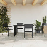 vidaXL 3-delige Tuinset poly rattan en staal zwart