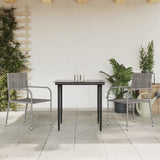 vidaXL 3-delige Tuinset poly rattan en staal grijs en zwart