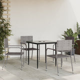vidaXL 3-delige Tuinset poly rattan en staal grijs en zwart