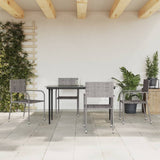 vidaXL 3-delige Tuinset poly rattan en staal grijs en zwart