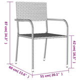 vidaXL 3-delige Tuinset poly rattan en staal grijs en zwart