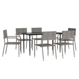 vidaXL 3-delige Tuinset poly rattan en staal grijs en zwart