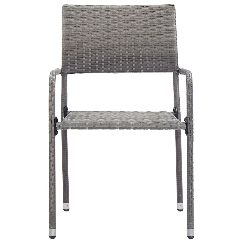 vidaXL 3-delige Tuinset poly rattan en staal grijs en zwart