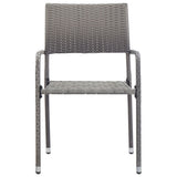 vidaXL 3-delige Tuinset poly rattan en staal grijs en zwart