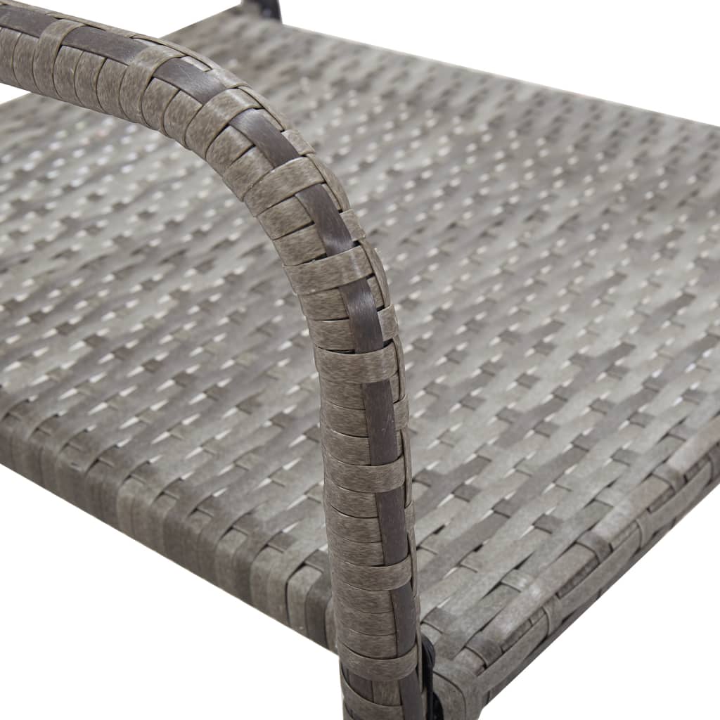 vidaXL 3-delige Tuinset poly rattan en staal grijs en zwart