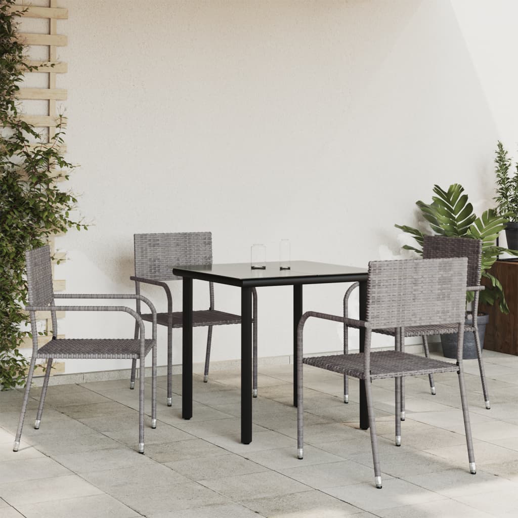 vidaXL 3-Piece Garden Dining Set Poly Rattan and Steel Grey and Black