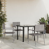 vidaXL 3-Piece Garden Dining Set Poly Rattan and Steel Grey and Black