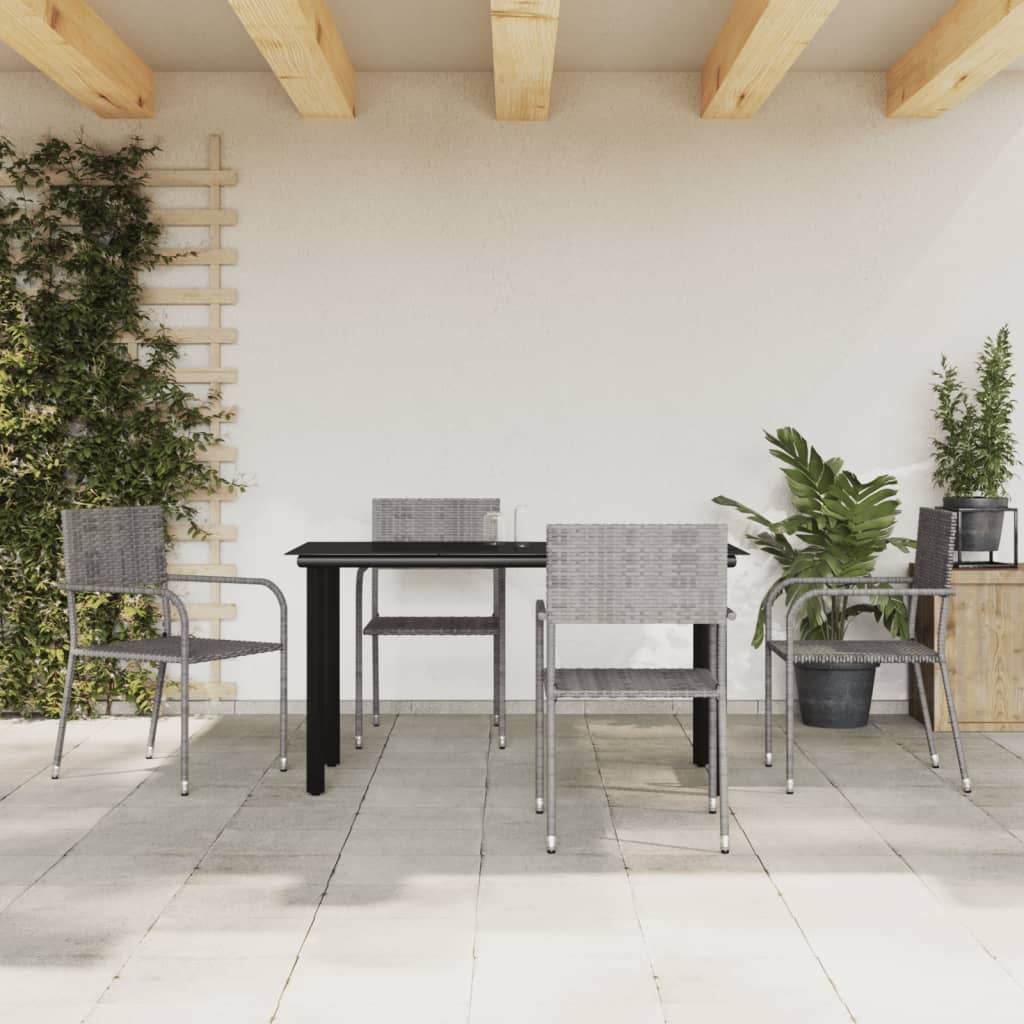 vidaXL 3-Piece Garden Dining Set Poly Rattan and Steel Grey and Black