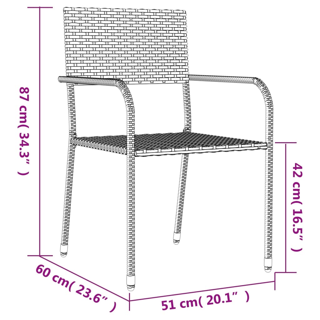 vidaXL 3-Piece Garden Dining Set Poly Rattan and Steel Grey and Black