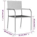 vidaXL 3-Piece Garden Dining Set Poly Rattan and Steel Grey and Black