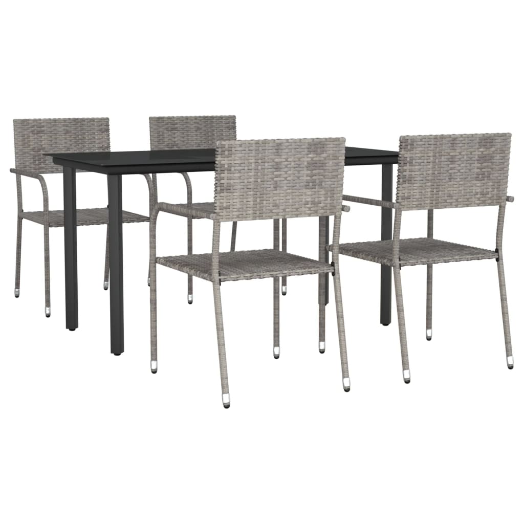 vidaXL 3-Piece Garden Dining Set Poly Rattan and Steel Grey and Black