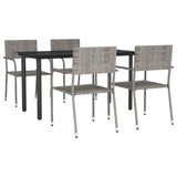 vidaXL 3-Piece Garden Dining Set Poly Rattan and Steel Grey and Black