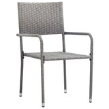 vidaXL 3-Piece Garden Dining Set Poly Rattan and Steel Grey and Black
