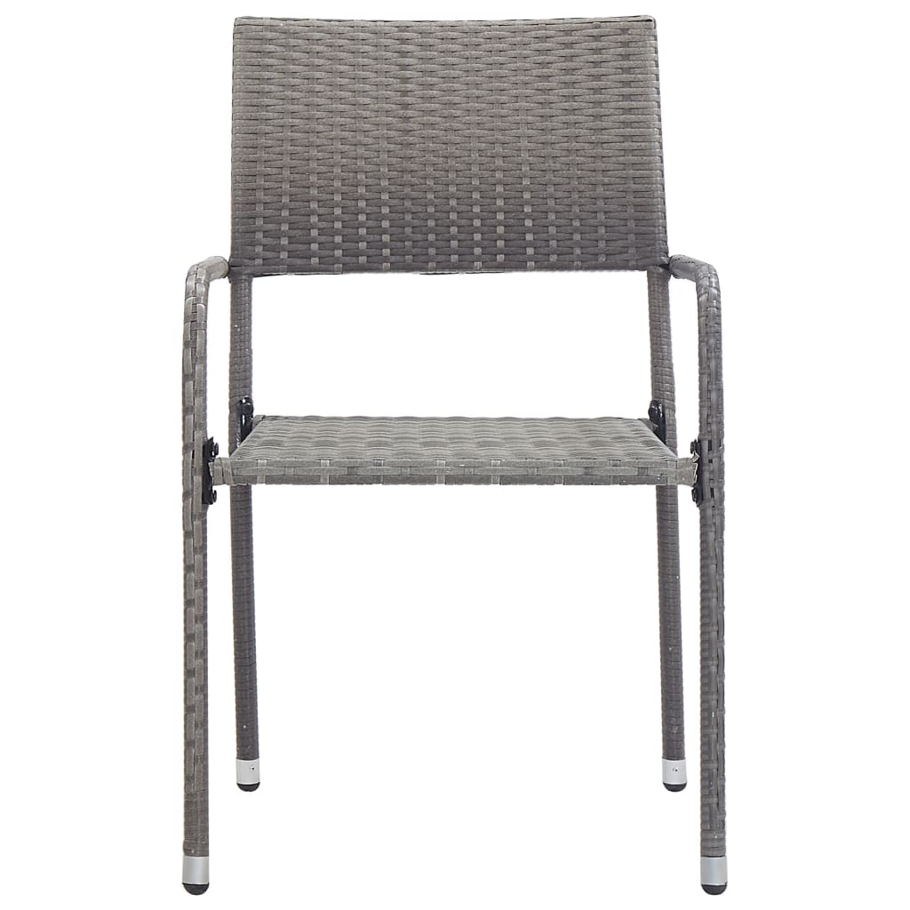 vidaXL 3-Piece Garden Dining Set Poly Rattan and Steel Grey and Black