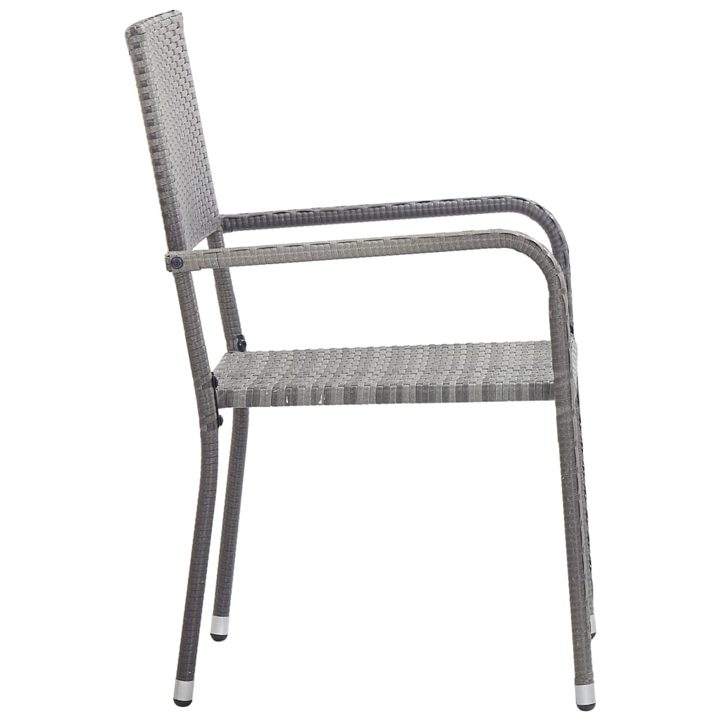 vidaXL 3-Piece Garden Dining Set Poly Rattan and Steel Grey and Black