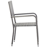 vidaXL 3-Piece Garden Dining Set Poly Rattan and Steel Grey and Black