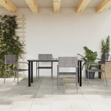 vidaXL 3-Piece Garden Dining Set Poly Rattan and Steel Grey and Black