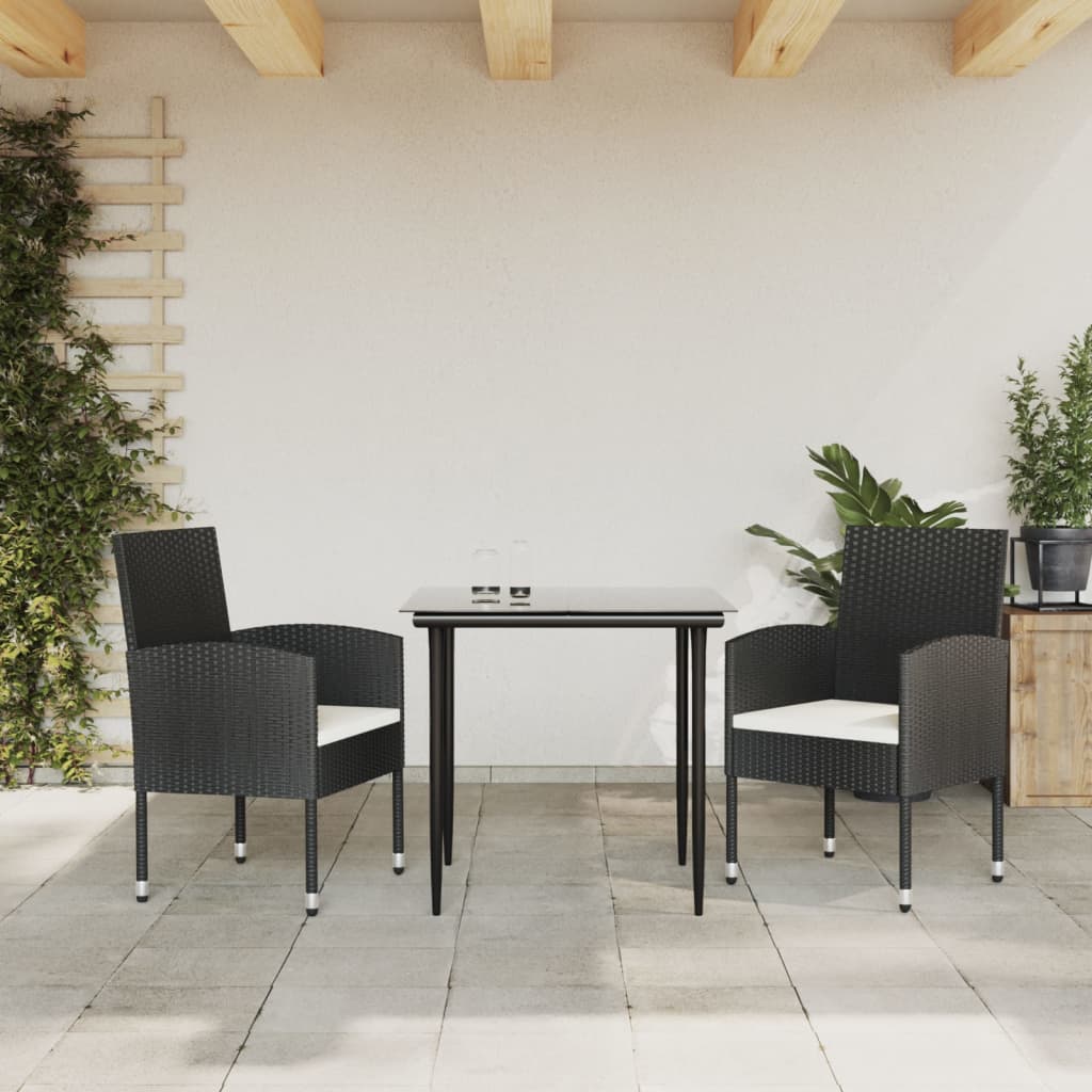 vidaXL 3-Piece Garden Dining Set Poly Rattan and Steel Black