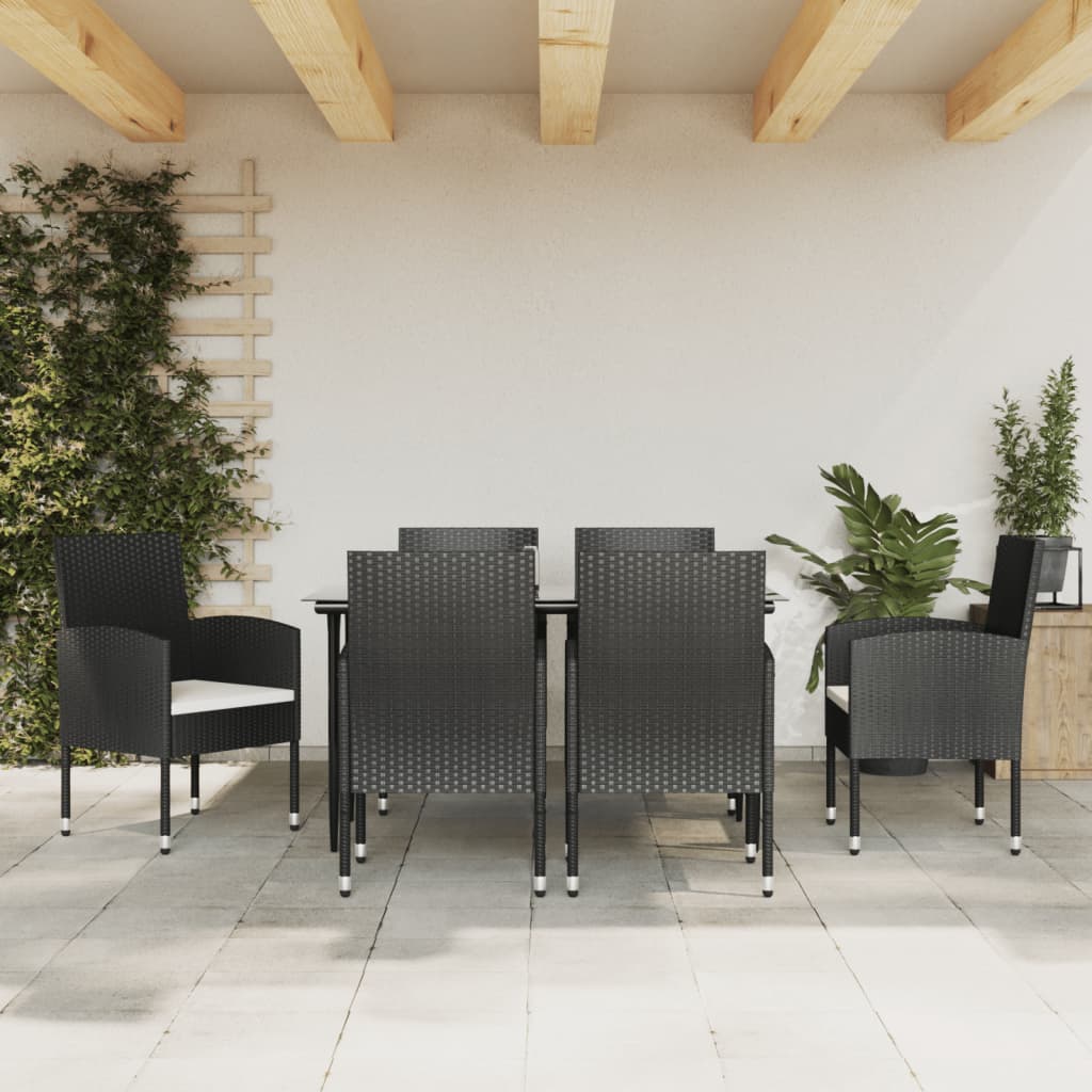 vidaXL 3-Piece Garden Dining Set Poly Rattan and Steel Black