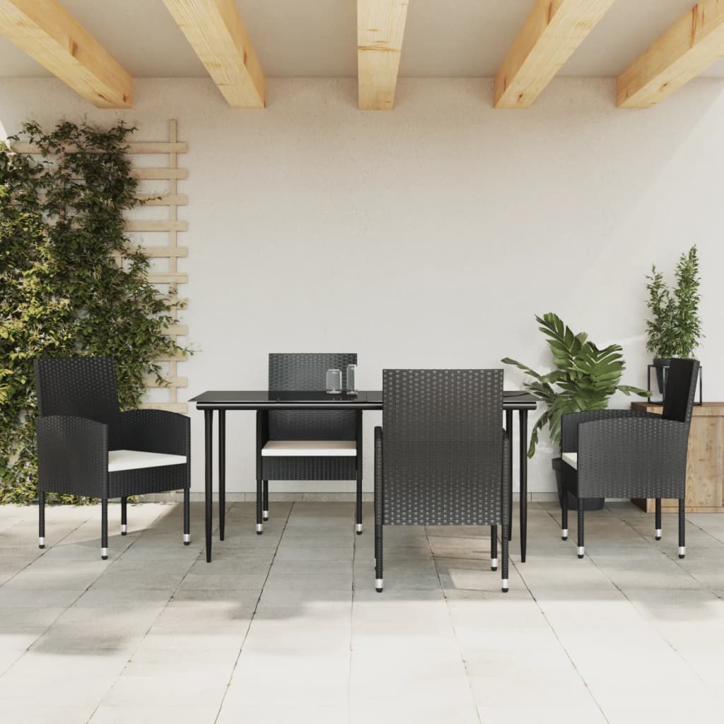 vidaXL 3-Piece Garden Dining Set Poly Rattan and Steel Black