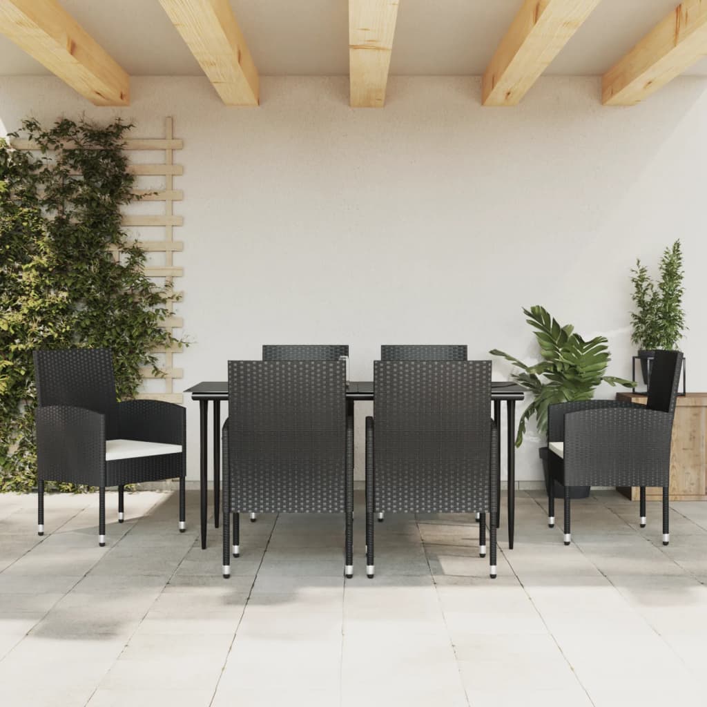 vidaXL 3-Piece Garden Dining Set Poly Rattan and Steel Black