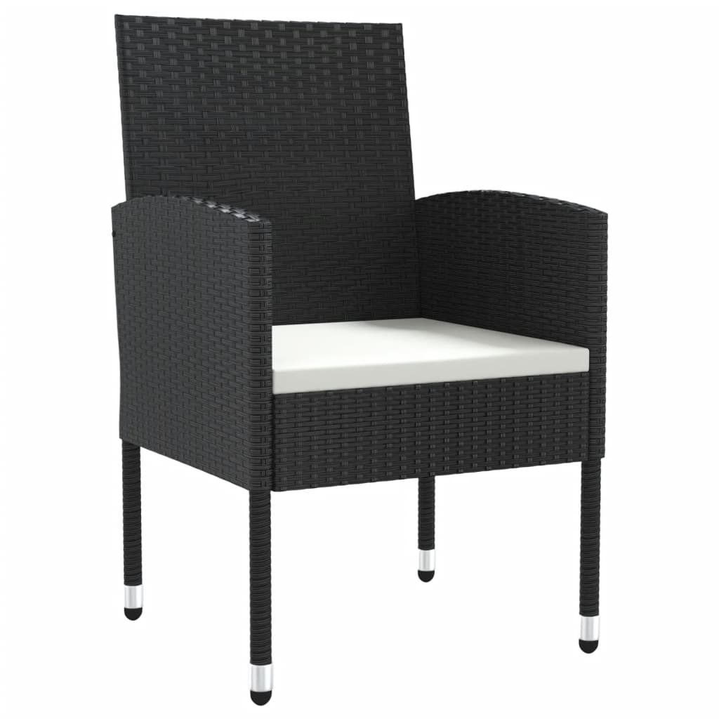 vidaXL 3-Piece Garden Dining Set Poly Rattan and Steel Black