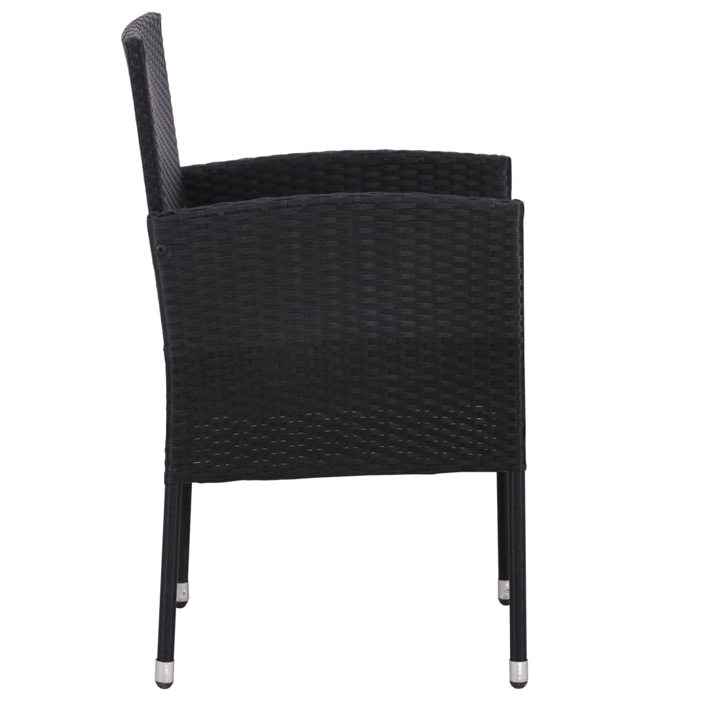 vidaXL 3-Piece Garden Dining Set Poly Rattan and Steel Black