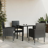 vidaXL 3-delige Tuinset poly rattan en staal zwart