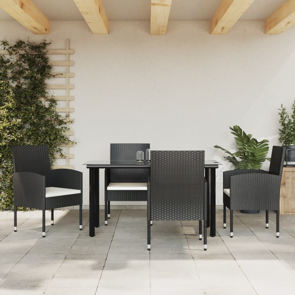vidaXL 3-delige Tuinset poly rattan en staal zwart