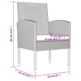 vidaXL 3-delige Tuinset poly rattan en staal zwart