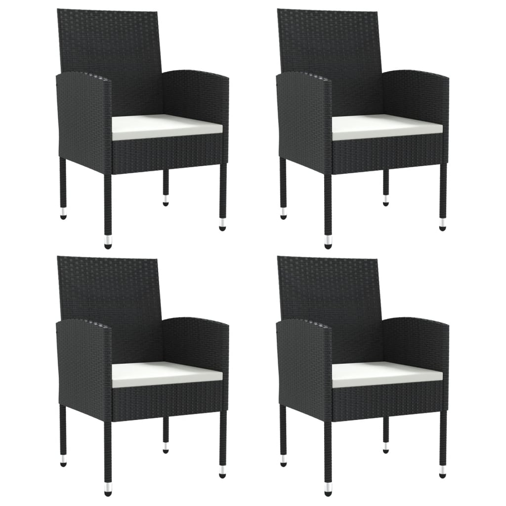 vidaXL 3-delige Tuinset poly rattan en staal zwart