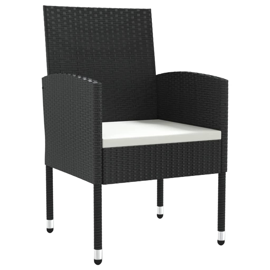 vidaXL 3-delige Tuinset poly rattan en staal zwart
