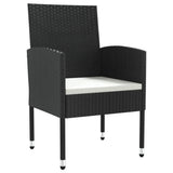 vidaXL 3-delige Tuinset poly rattan en staal zwart