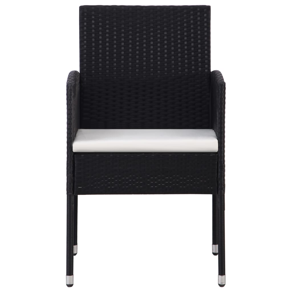 vidaXL 3-delige Tuinset poly rattan en staal zwart