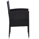 vidaXL 3-delige Tuinset poly rattan en staal zwart