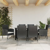 vidaXL 3-delige Tuinset poly rattan en staal zwart