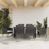 vidaXL 3-delige Tuinset poly rattan en staal zwart