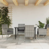 vidaXL 3-delige Tuinset poly rattan en staal grijs en zwart