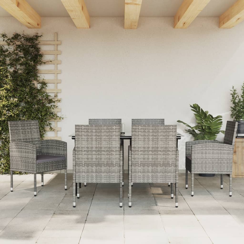vidaXL 3-delige Tuinset poly rattan en staal grijs en zwart