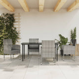 vidaXL 3-delige Tuinset poly rattan en staal grijs en zwart