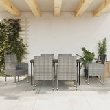 vidaXL 3-delige Tuinset poly rattan en staal grijs en zwart