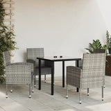 vidaXL 3-delige Tuinset poly rattan en staal grijs en zwart