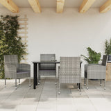 vidaXL 3-delige Tuinset poly rattan en staal grijs en zwart