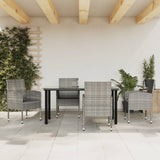 vidaXL 3-delige Tuinset poly rattan en staal grijs en zwart