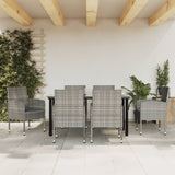 vidaXL 3-delige Tuinset poly rattan en staal grijs en zwart