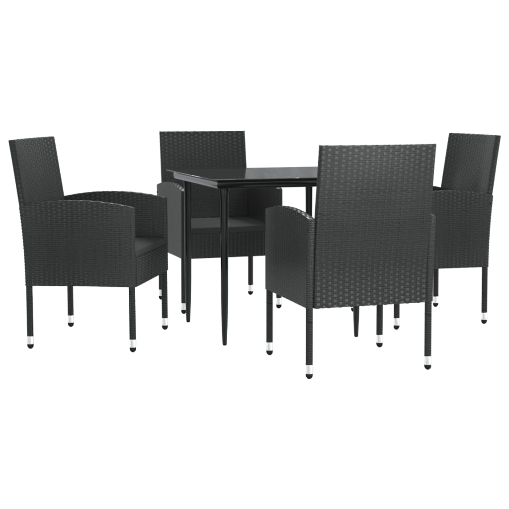 vidaXL 3-delige Tuinset poly rattan en staal zwart