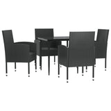 vidaXL 3-delige Tuinset poly rattan en staal zwart