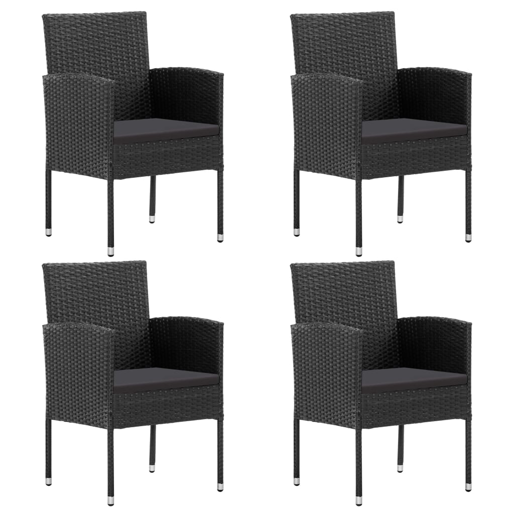 vidaXL 3-delige Tuinset poly rattan en staal zwart